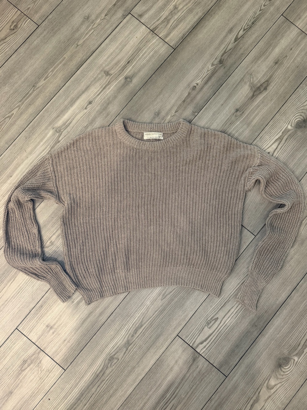 Urban Outfitters Neutral Taupe Ribbed Crewneck Sweater Size Small